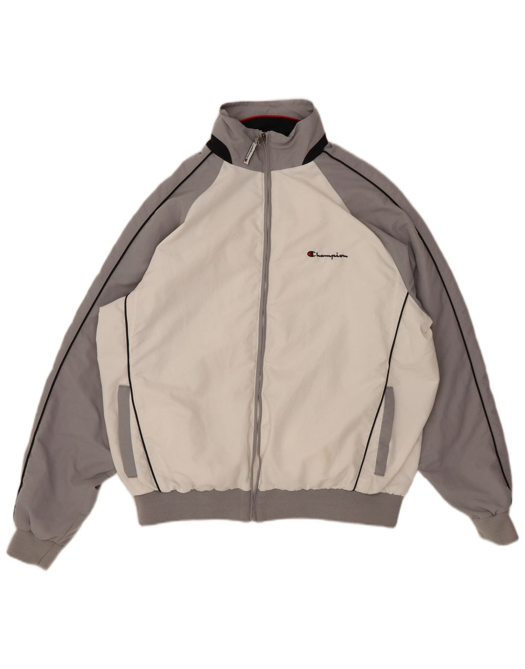 CHAMPION Mens Treino Top Jaqueta Grande Poliéster Colorblock Branco