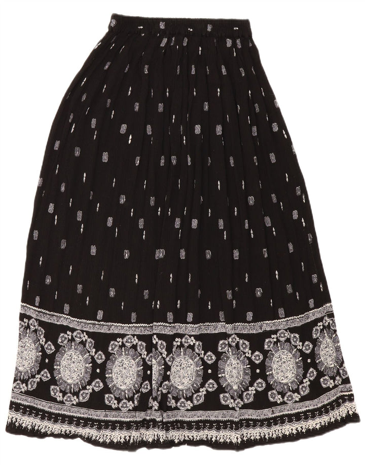 Saia maxi feminina vintage W24 XS preta geométrica