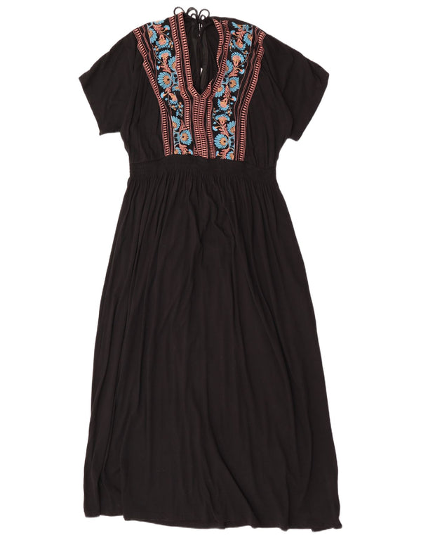 Vestido maxi feminino Marks & Spencer Reino Unido 20 2XL algodão floral preto