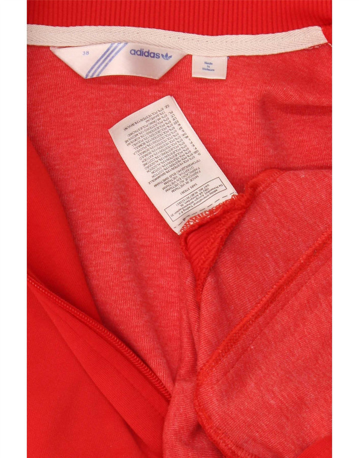 Suéter feminino Adidas com capuz e zíper gráfico EU 38 pequeno poliéster vermelho