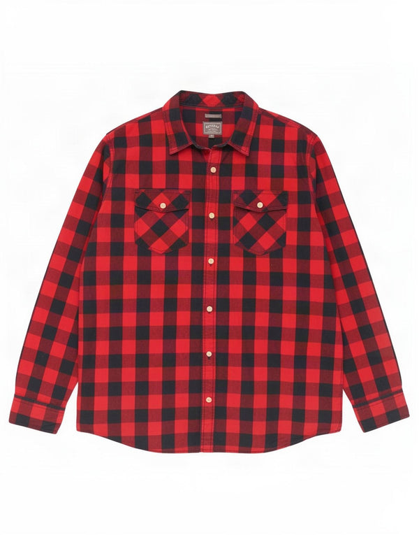 Camisa masculina de flanela de ajuste clássico Fat Face XL preto algodão guingão