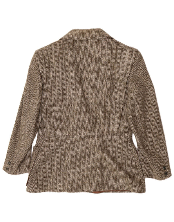 Jaqueta blazer feminina vintage Reino Unido 12 clássico espinha de peixe verde médio