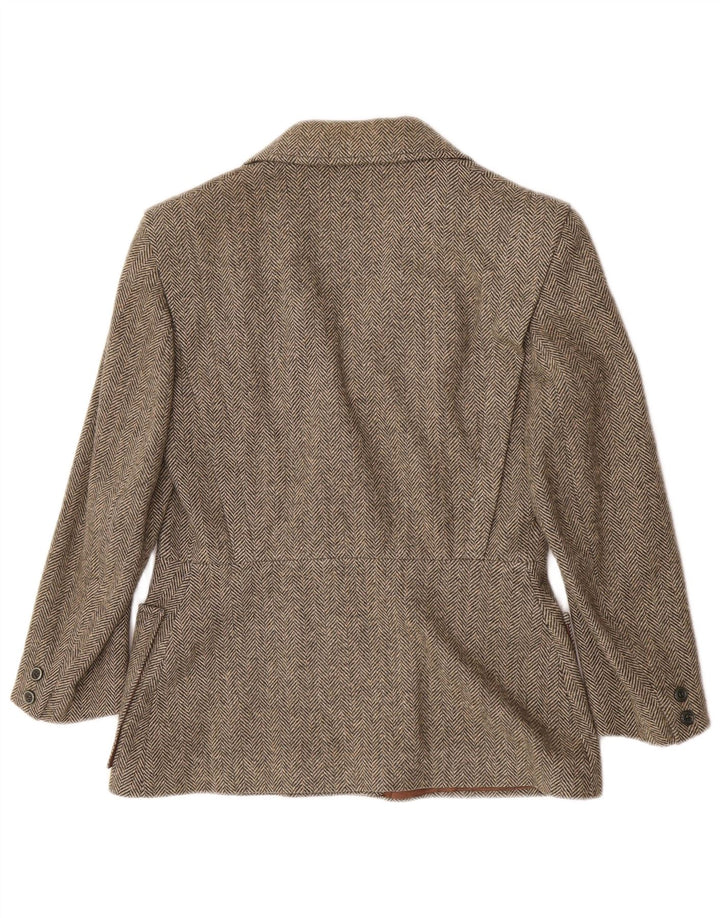 Jaqueta blazer feminina vintage Reino Unido 12 clássico espinha de peixe verde médio
