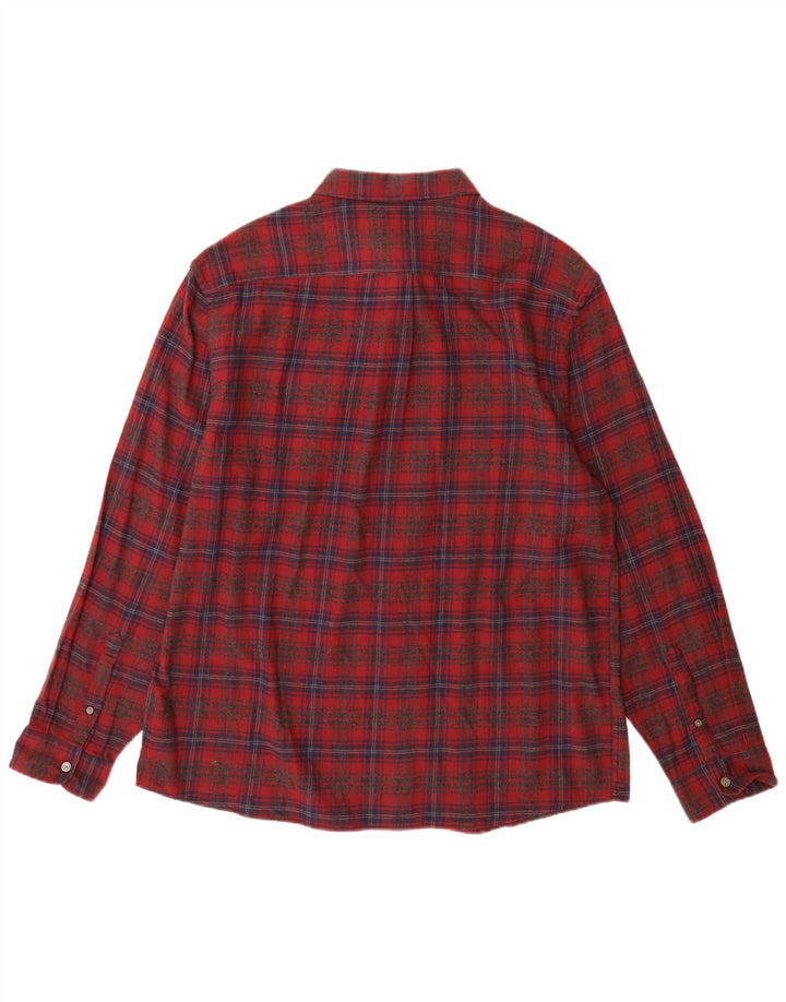 Camisa masculina de flanela Marks & Spencer Regular Fit XL de algodão xadrez vermelho