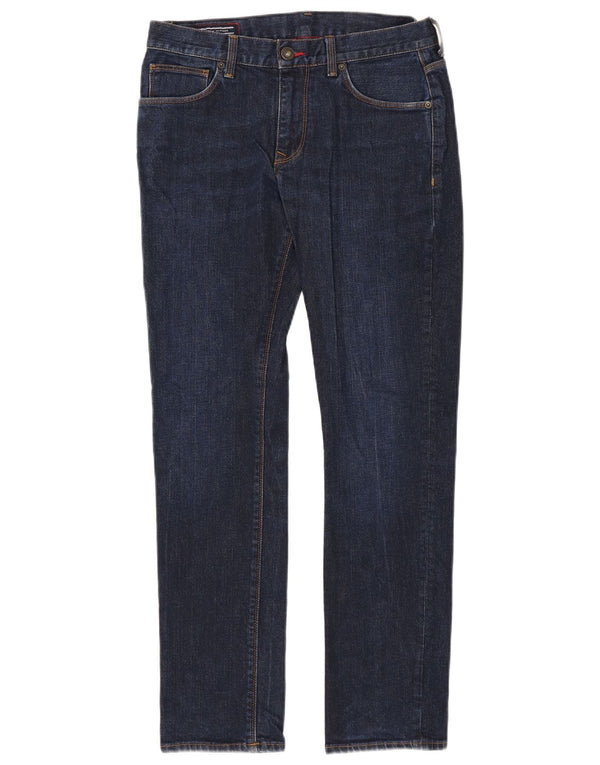 Tommy Hilfiger Masculino Slim Jeans W32 L32 Azul Marinho Algodão