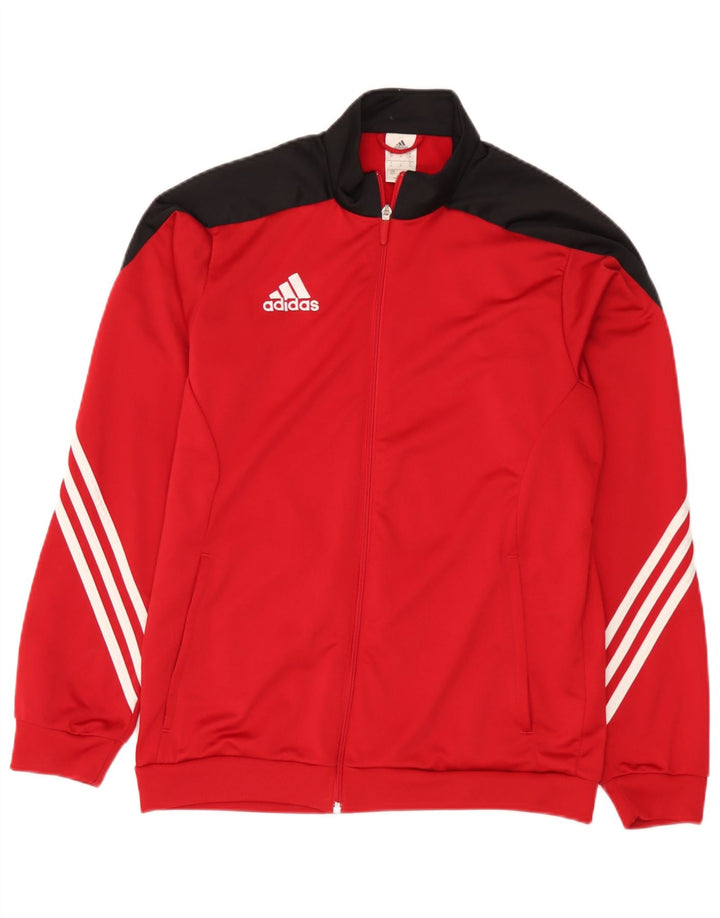 Adidas Mens Treino Top Jaqueta Médio Vermelho Colorblock Poliéster