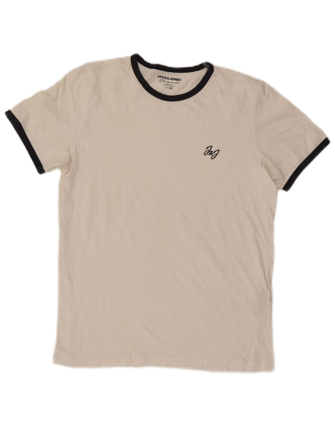 Camiseta masculina Jack & Jones Top médio de algodão listrado branco