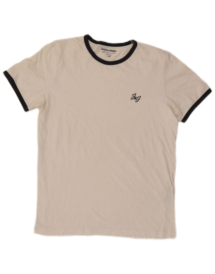 Camiseta masculina Jack & Jones Top médio de algodão listrado branco