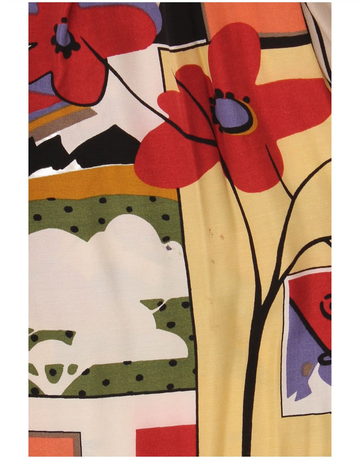 Blusa feminina vintage grande com estampa gráfica Reino Unido 16 grande multicolorida