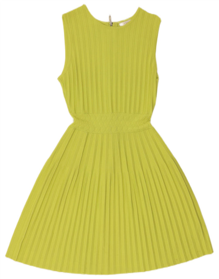 Vestido feminino TED BAKER sem mangas, tamanho 2, viscose verde pequena