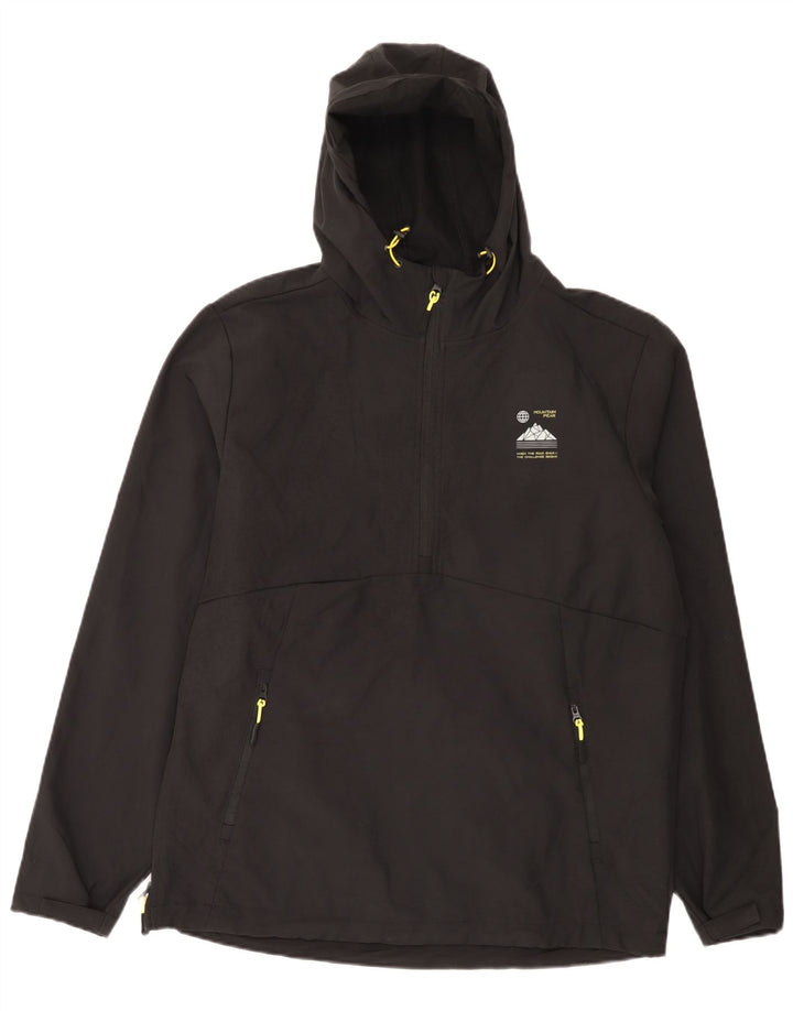 Jaqueta de chuva masculina com capuz Crivit Reino Unido 38/40 poliéster preto médio
