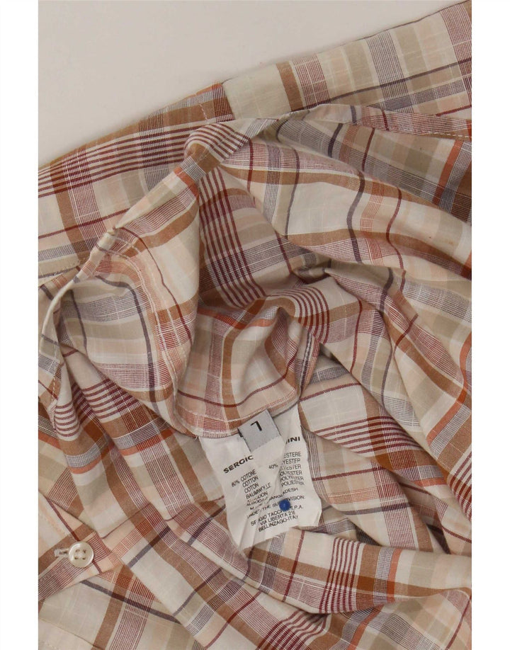 Camisa masculina de manga curta Sergio Tacchini grande algodão xadrez bege