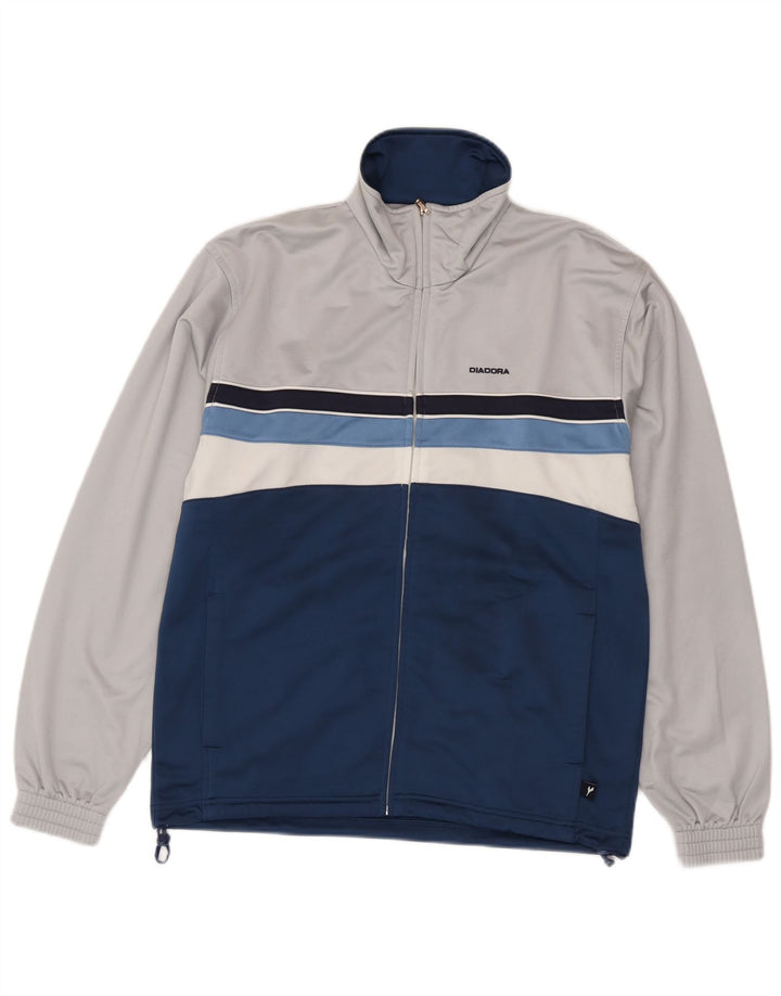 Diadora Mens Tracksuit Top Jacket UK 38 Medium White Colourblock Poliéster