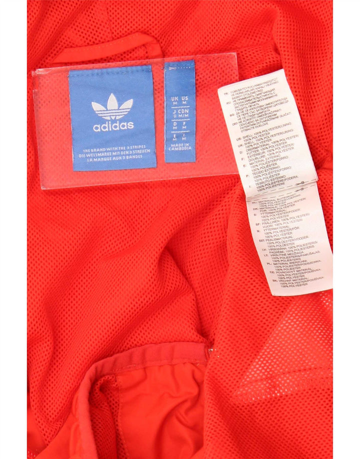 Adidas masculino moletom com capuz jaqueta superior poliéster colorblock vermelho médio