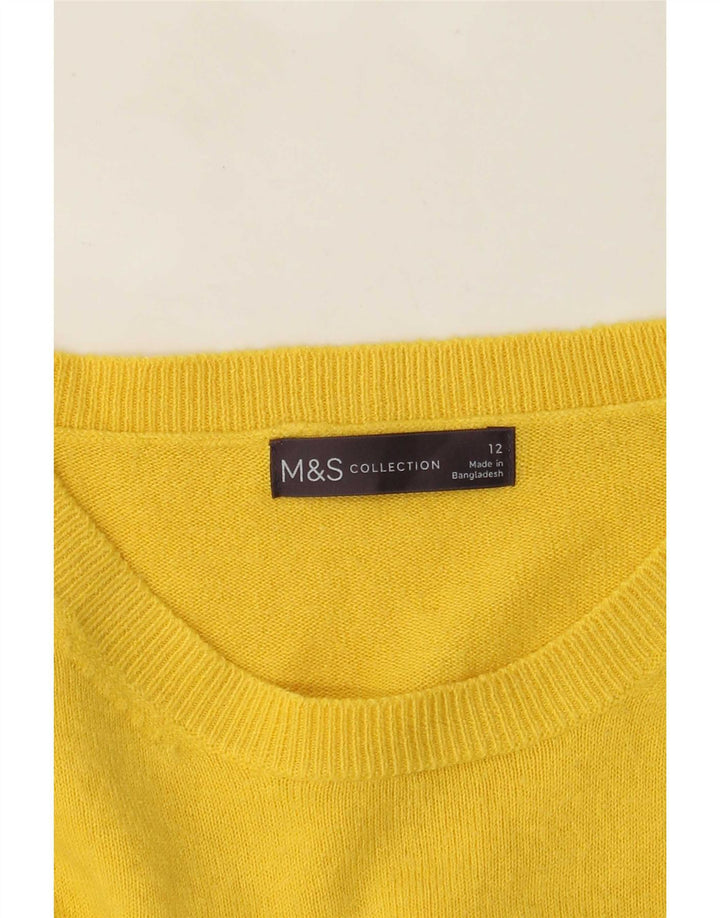 Suéter feminino Marks & Spencer com gola redonda Reino Unido 12 médio amarelo