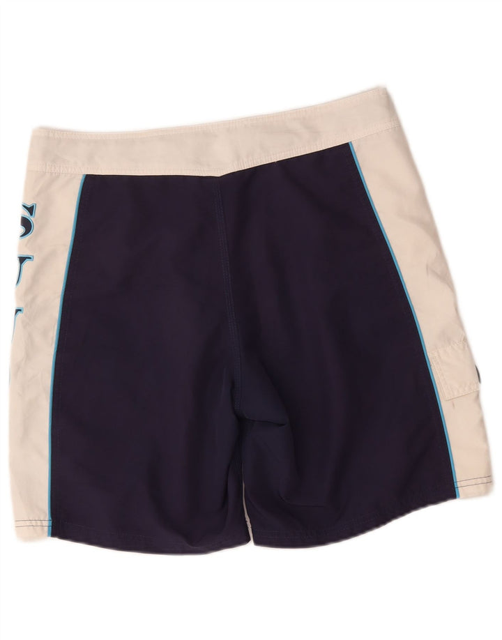 Sundek Mens Graphic Natação Shorts Médio Azul Marinho Colourblock Poliéster