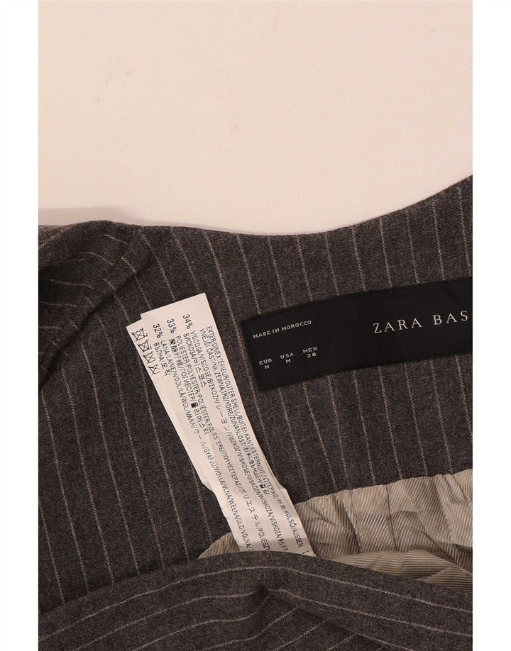 Jaqueta blazer feminina sem mangas Longline Zara Reino Unido 12 risca de giz cinza médio