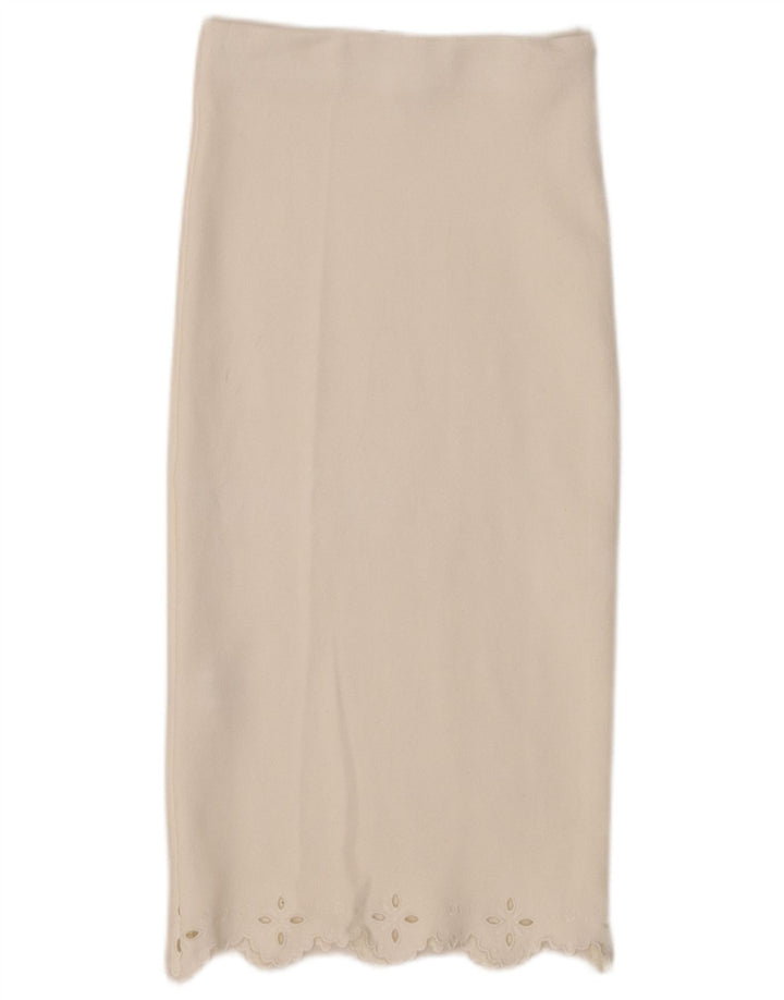 Saia reta feminina Zara pequena W26 viscose branca