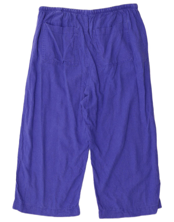 Calça capri feminina Marks & Spencer com perna larga Reino Unido 18 XL W38 L22 linho azul