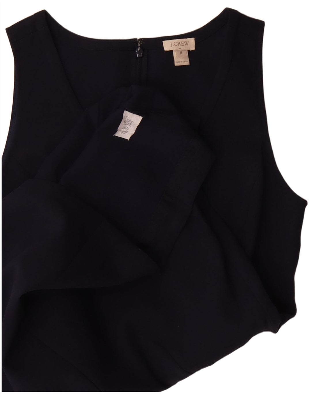 J. CREW Vestido feminino sem mangas evasê US 6 poliéster azul marinho médio