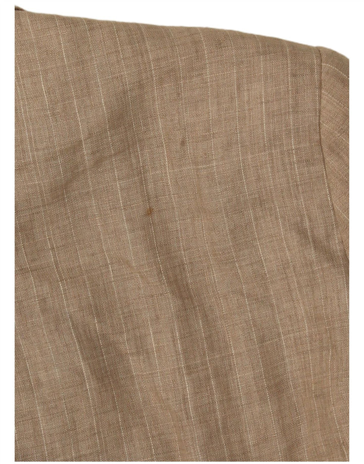 Jaqueta blazer feminina Zara com 1 botão Reino Unido 18 XL bege risca de giz poliéster