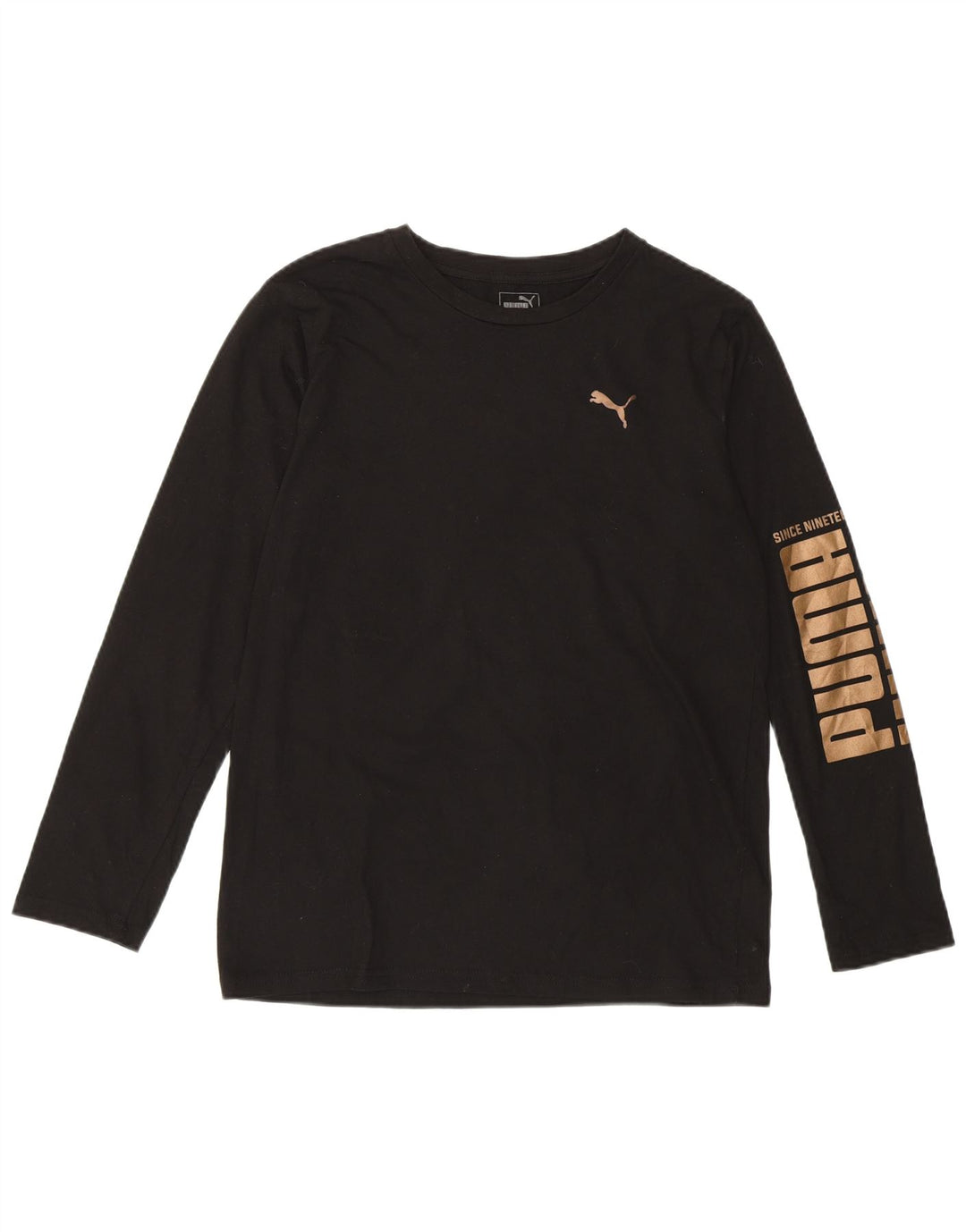 Top gráfico feminino PUMA manga comprida 15-16 anos XL preto algodão