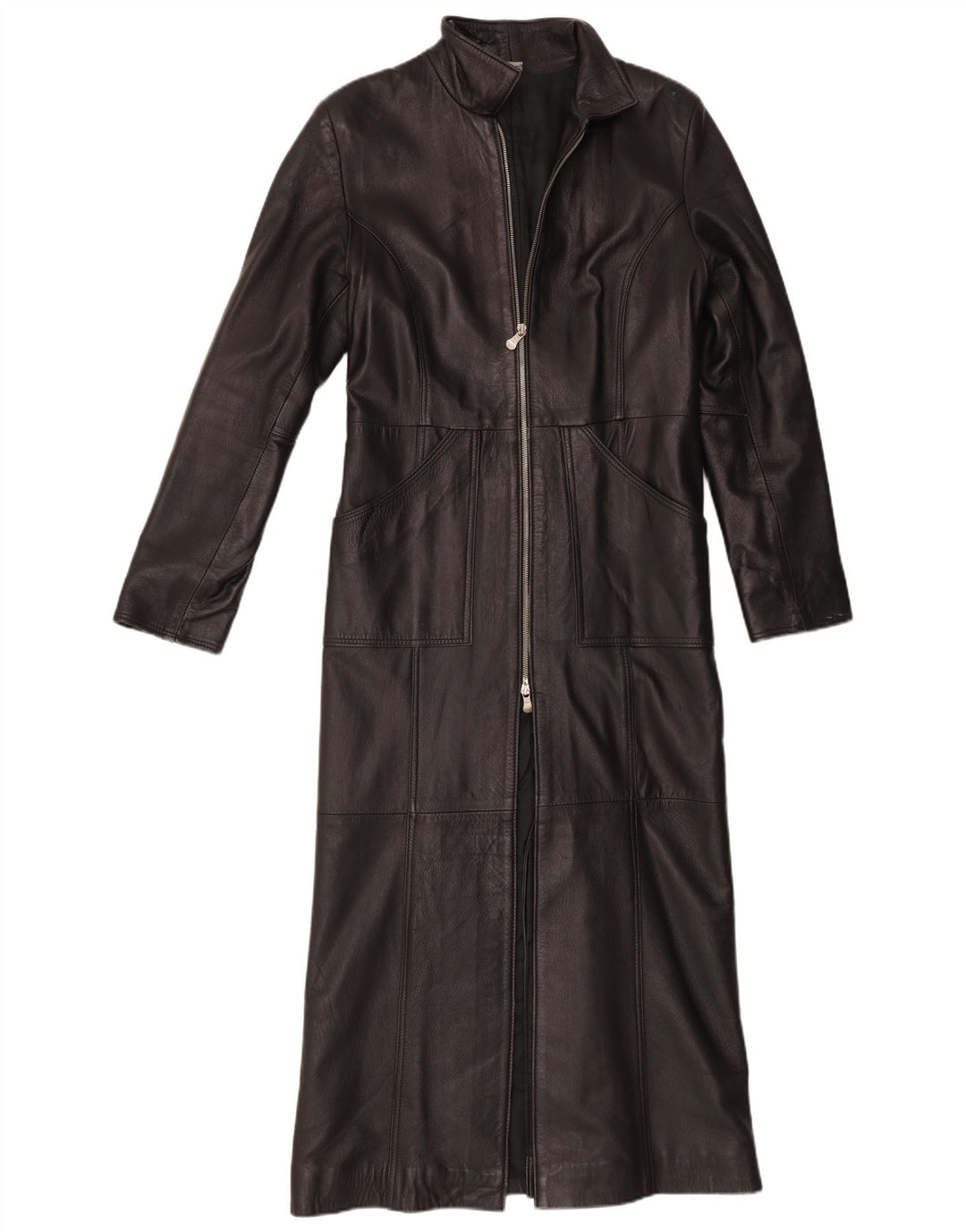 Casaco de couro feminino Wake UK 12 couro preto médio