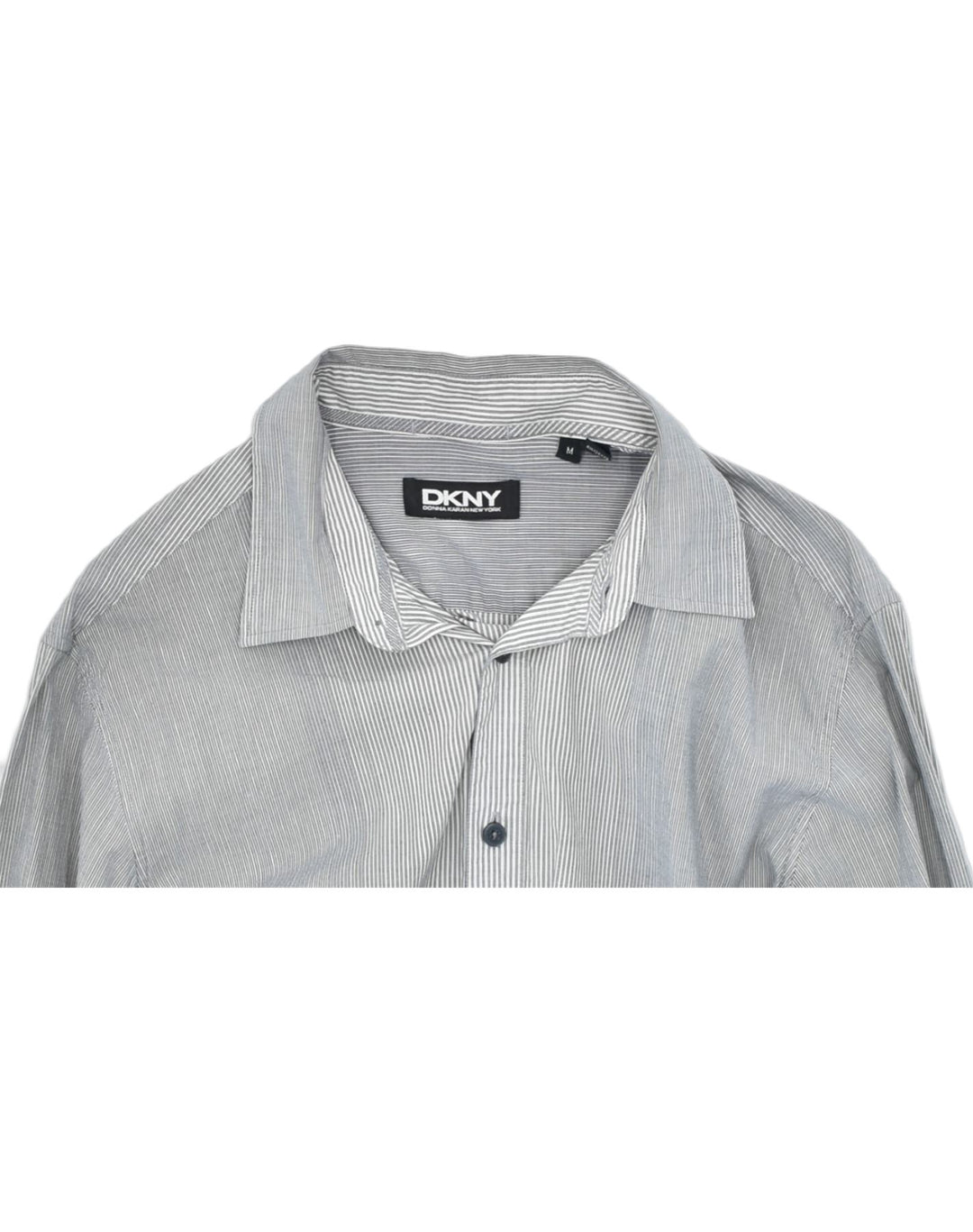 DKNY Mens Shirt Medium Grey Striped Cotton | Vintage | Thrift | Second-Hand | Used Clothing | Messina Hembry 