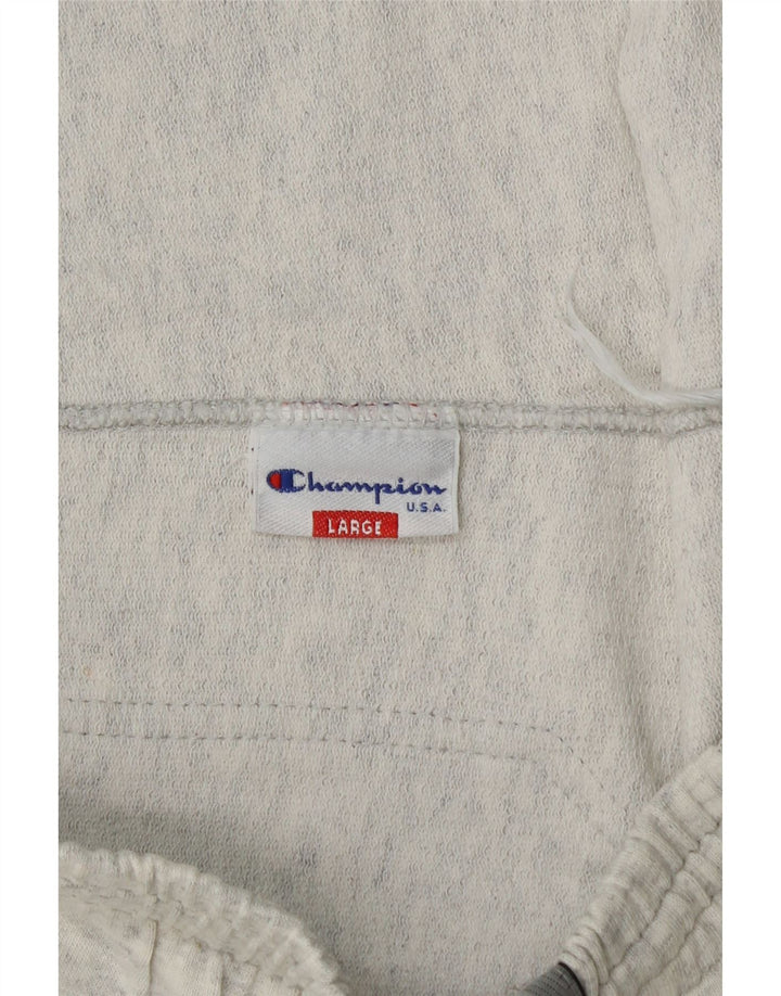 CHAMPION Calça de treino masculina gráfica grande algodão cinza