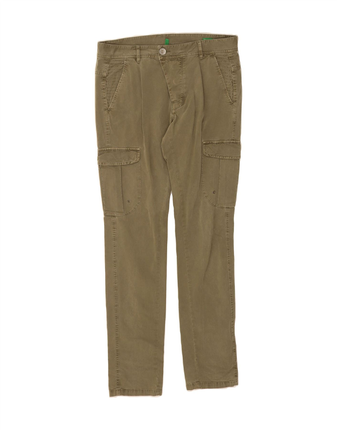 BENETTON Womens Slim Cargo Trousers IT 46 Large W32 L31 Khaki Cotton Vintage Benetton and Second-Hand Benetton from Messina Hembry 