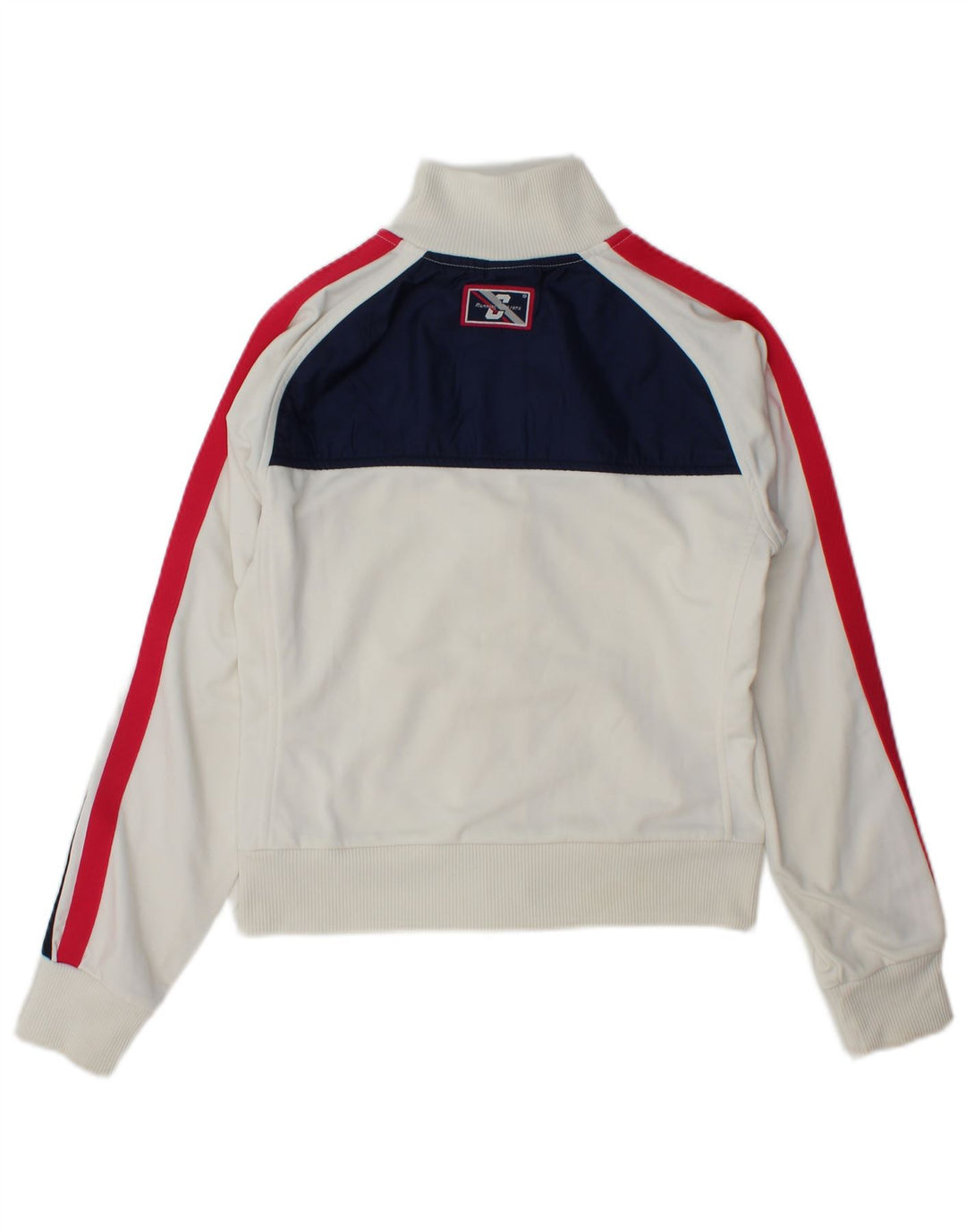 Jaqueta Nike feminina com agasalho gráfico UK 8/10 pequeno bloco colorido branco