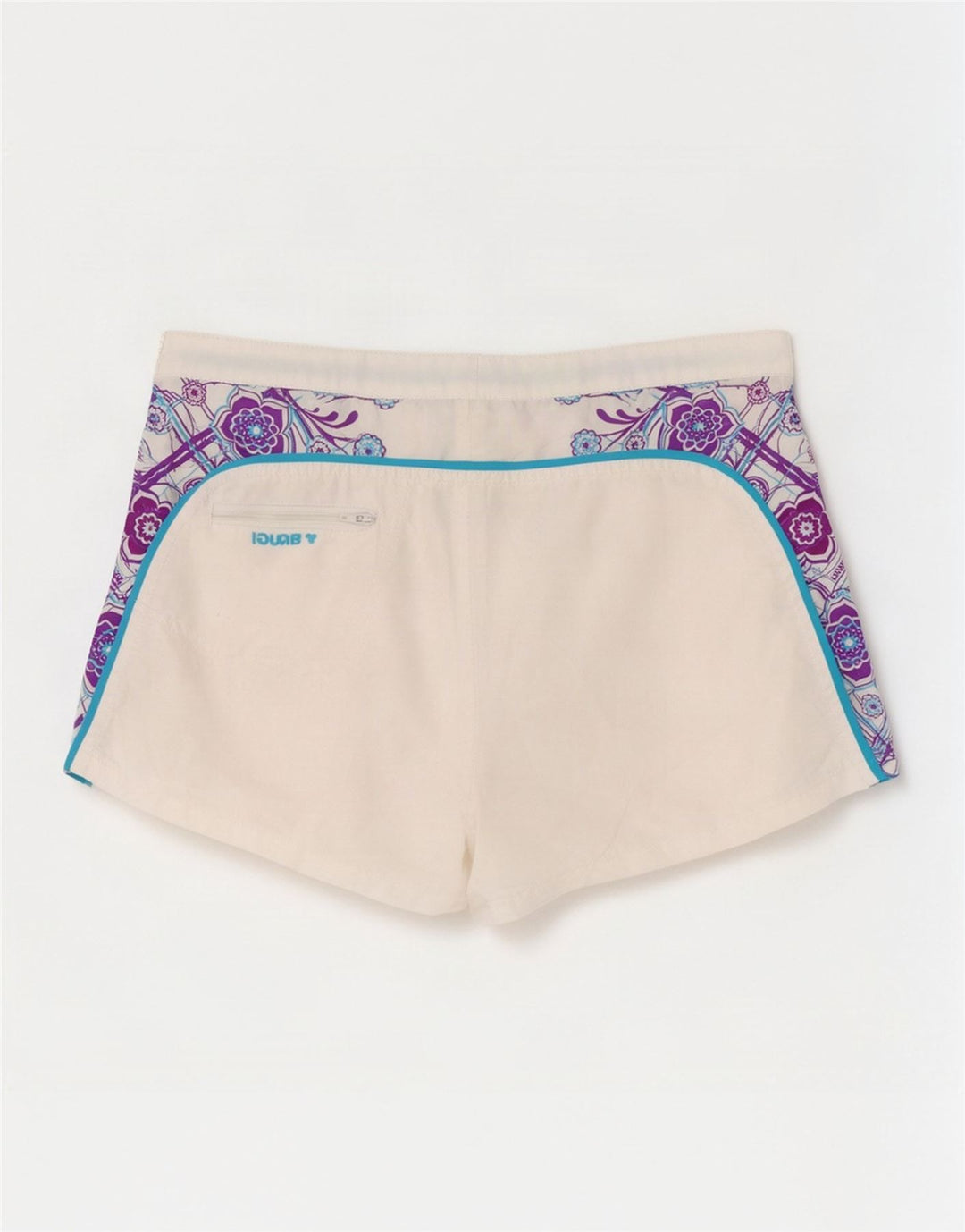 Shorts feminino Brugi pequeno W27 poliéster geométrico branco
