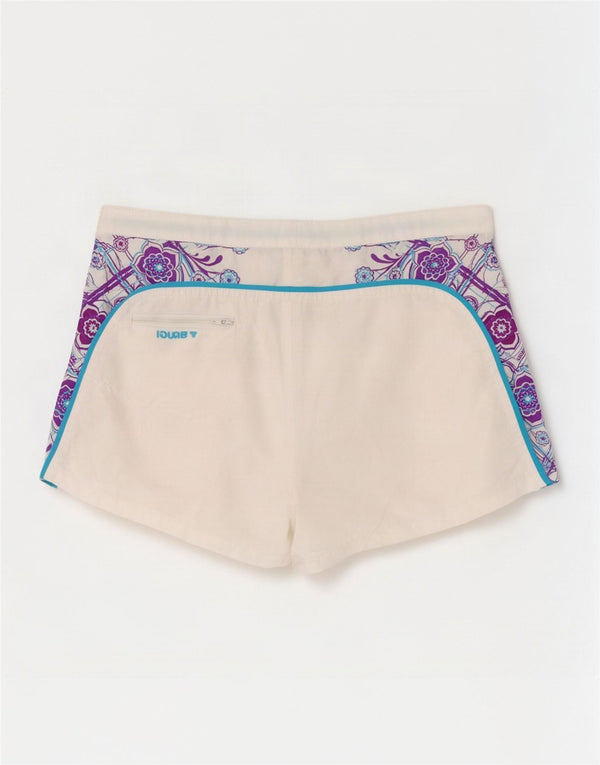 Shorts feminino Brugi pequeno W27 poliéster geométrico branco