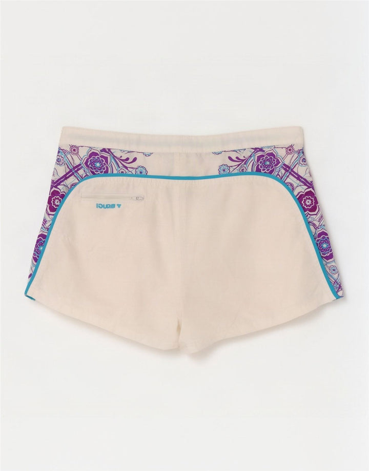 Shorts feminino Brugi pequeno W27 poliéster geométrico branco