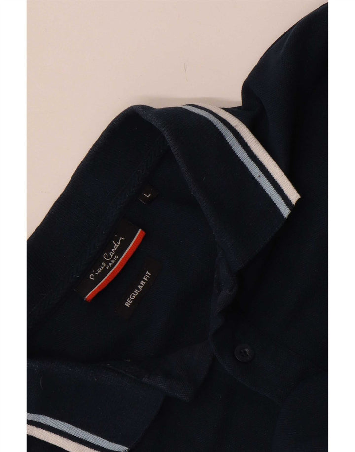 Camisa polo masculina Pierre Cardin Regular Fit grande listrada azul marinho