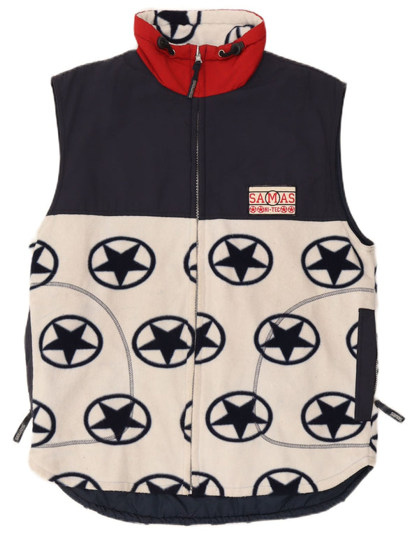 Samas Mens Fleece Gilet UK 38 Médio Branco Geométrico