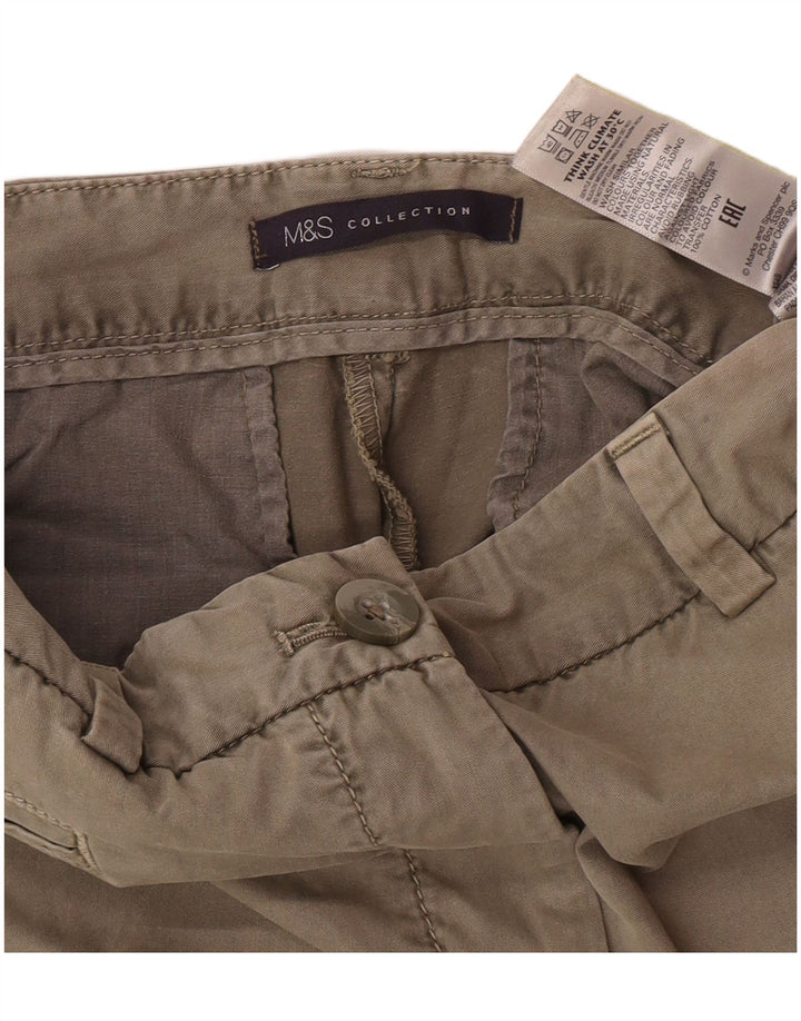 Shorts chino feminino Marks & Spencer UK 12 médio W30 algodão cáqui
