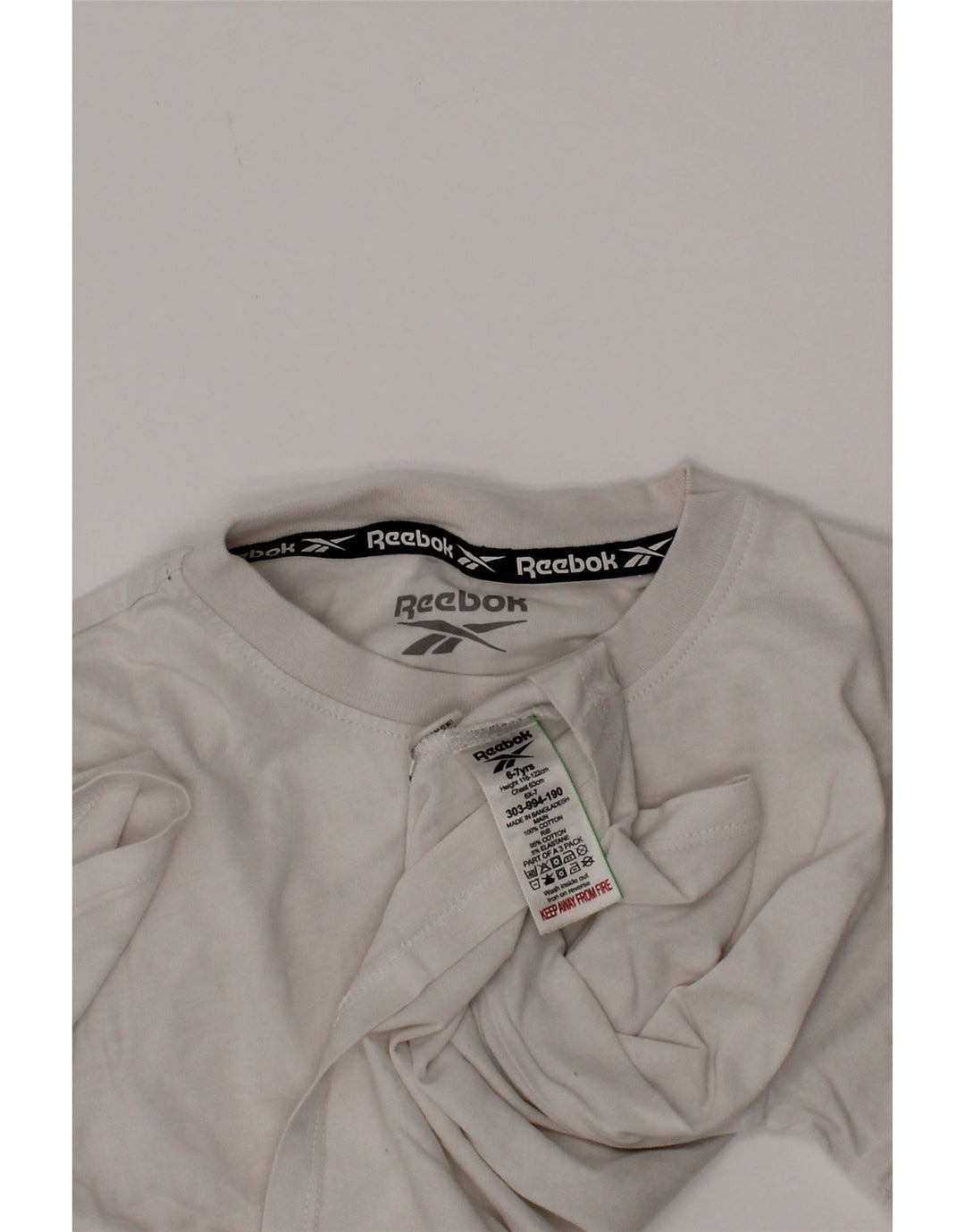 Camiseta gráfica Reebok Boys Top 6-7 anos algodão branco