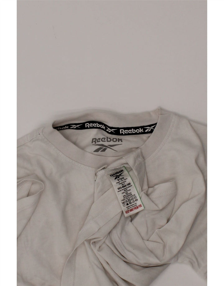Camiseta gráfica Reebok Boys Top 6-7 anos algodão branco