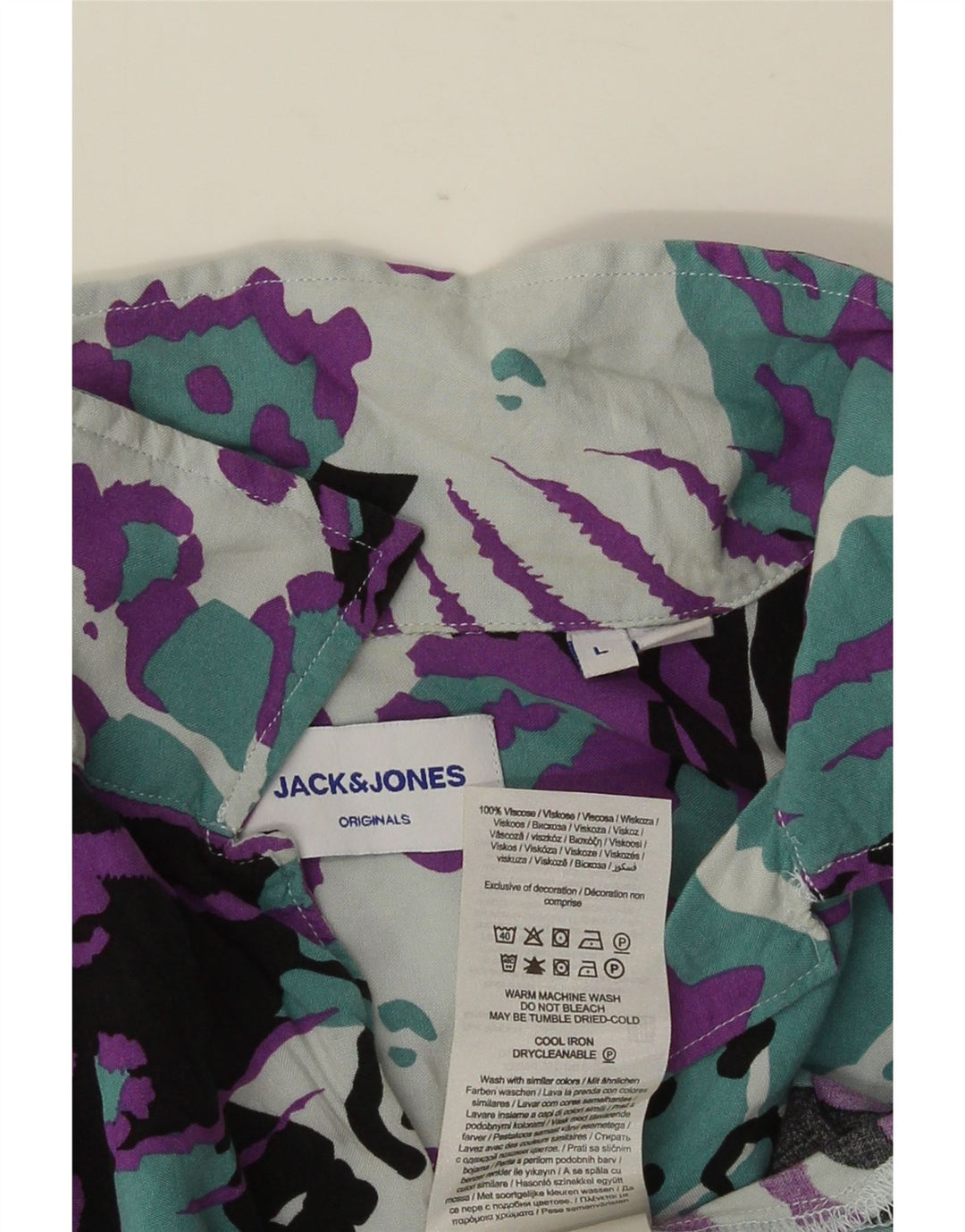 JACK & JONES Camisa masculina de manga curta grande estampa animal multicolorida