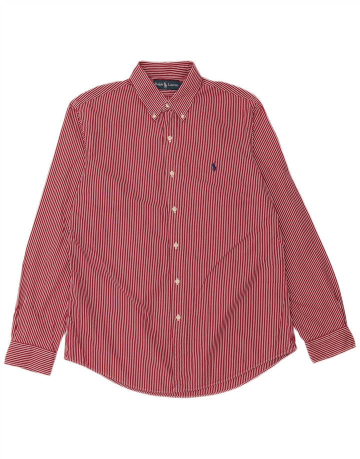 Camisa masculina Ralph Lauren grande listrada vermelha de algodão