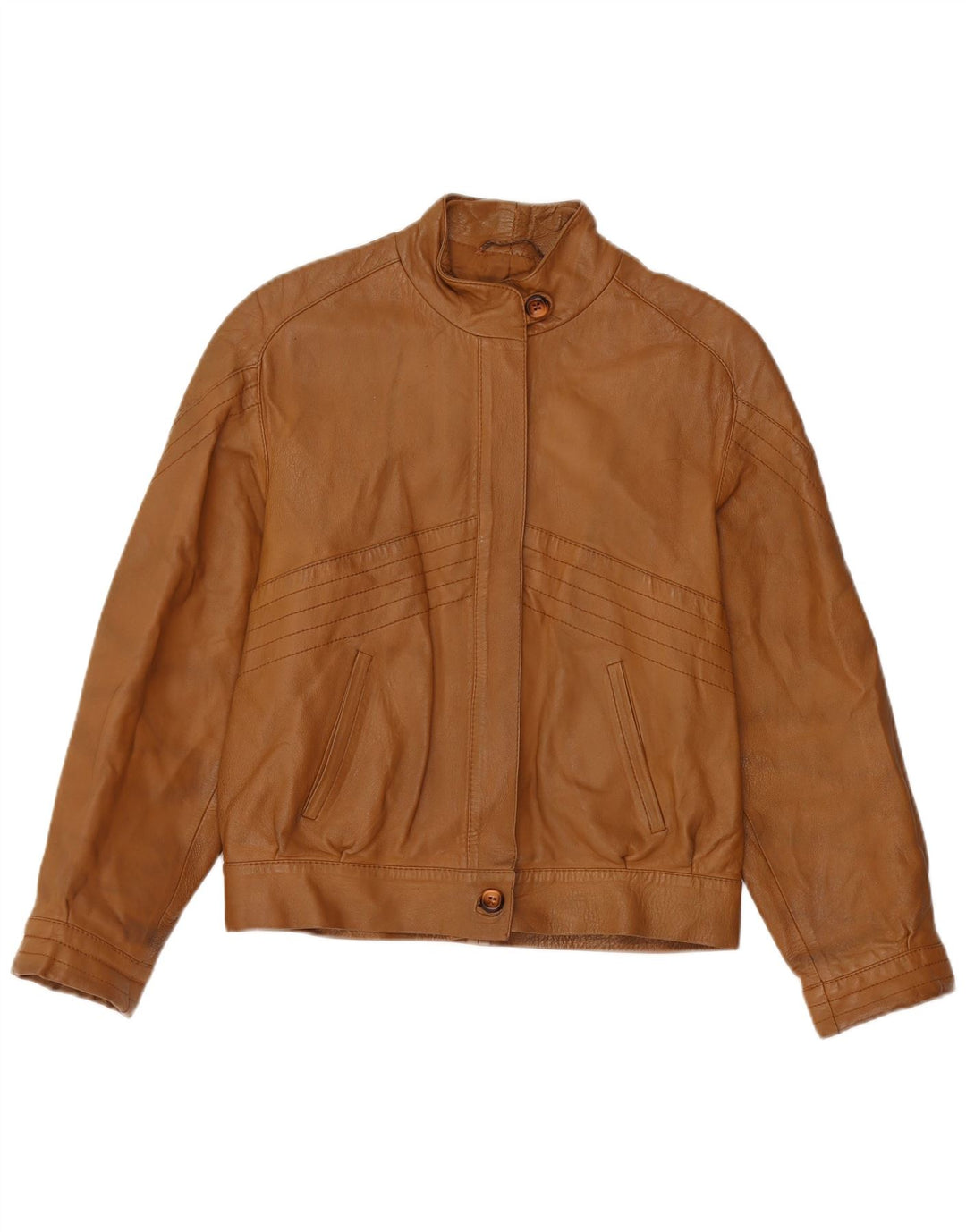 Jaqueta de couro feminina vintage IT 44 couro marrom médio