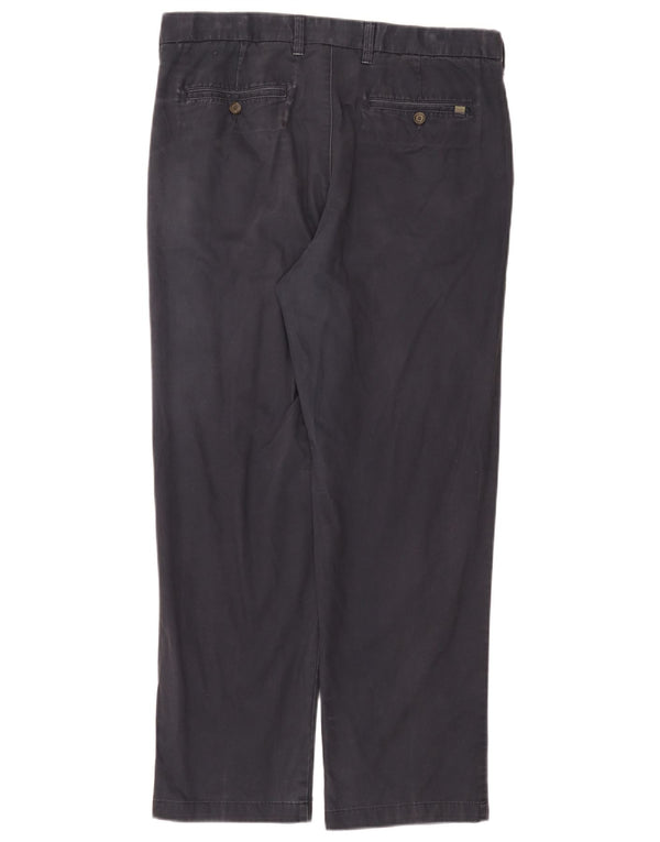 Calça chino reta masculina Marks & Spencer W36 L31 algodão azul marinho