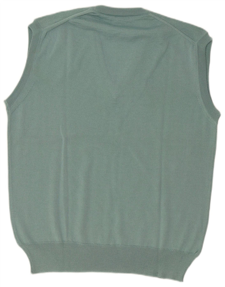 Colete masculino vintage regata grande de lã azul