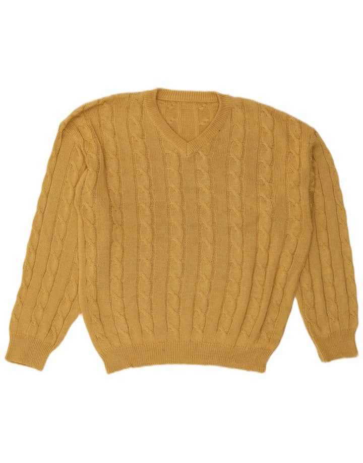 Suéter masculino VINTAGE com decote em V XL amarelo