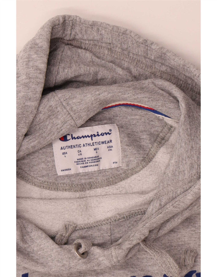 Jumper masculino com capuz gráfico Champion grande cinza manchado