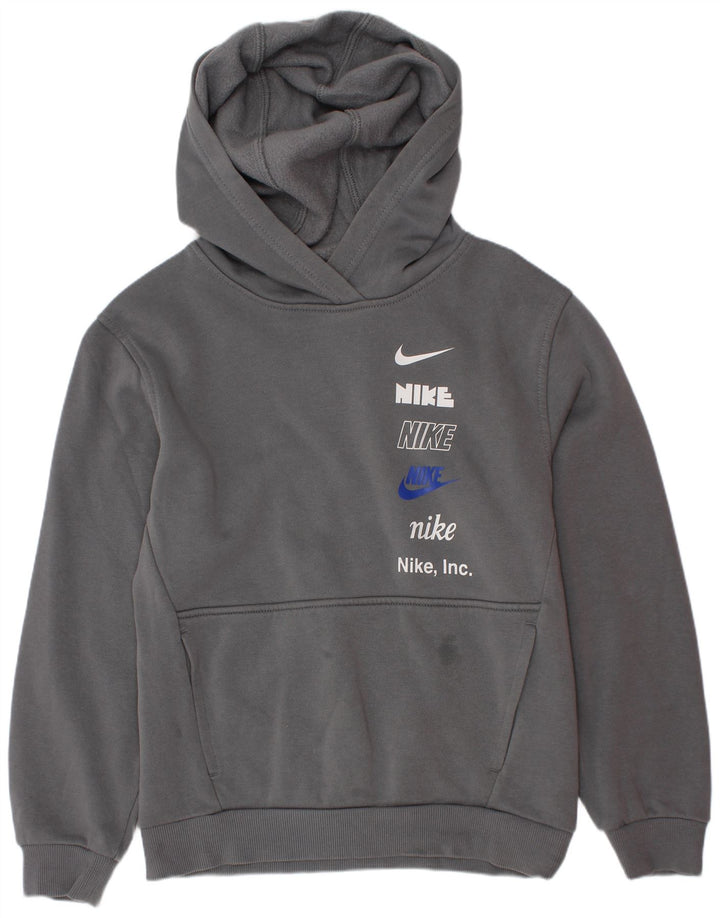 Jumper com capuz gráfico Nike Boys 10-11 anos cinza médio algodão