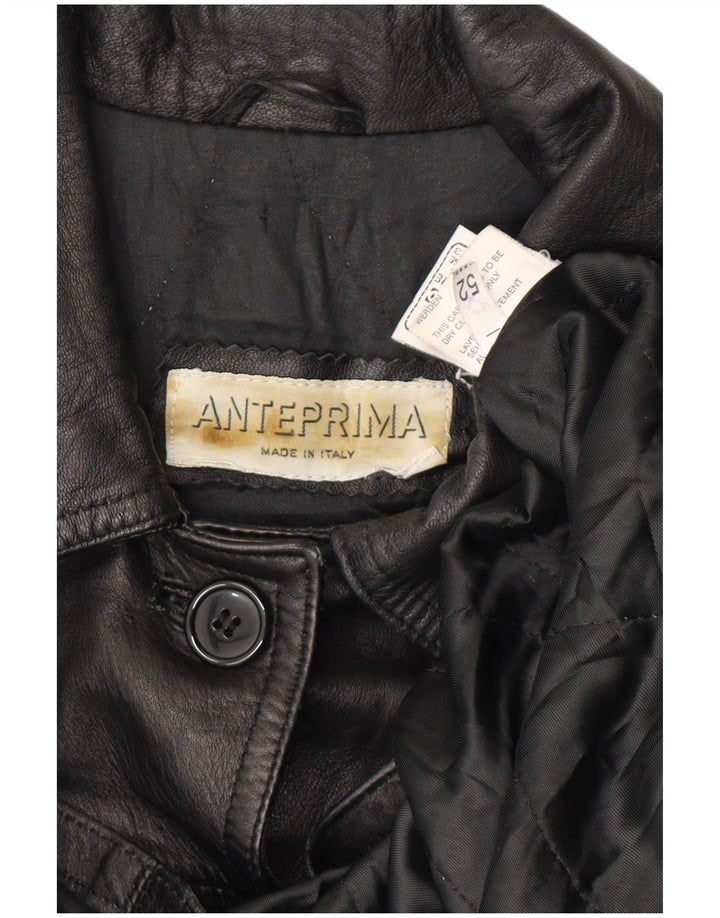 Casaco feminino de couro grande ANTEPRIMA IT 52 2XL preto