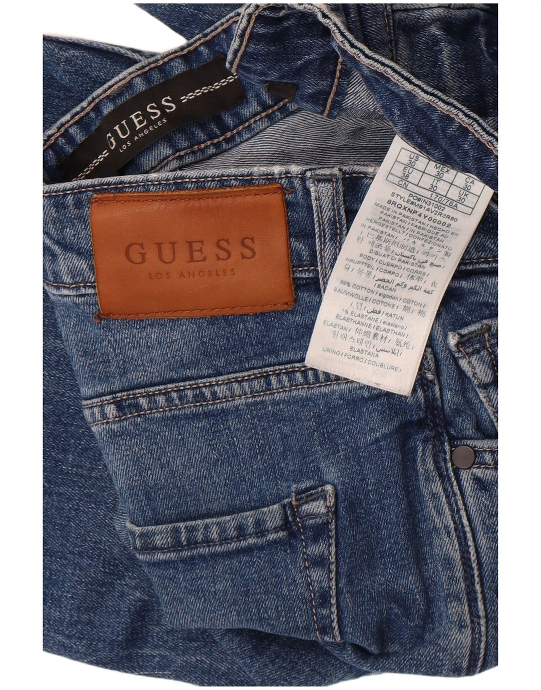 Guess Shorts jeans masculino regular W30 algodão azul médio