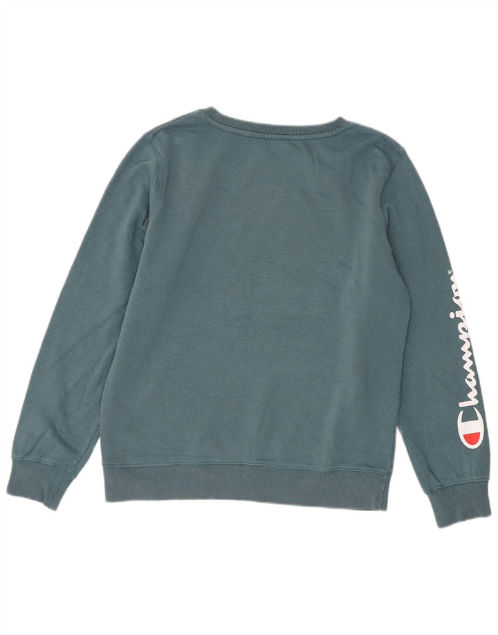 Jumper de moletom gráfico feminino Champion UK 14 algodão azul médio